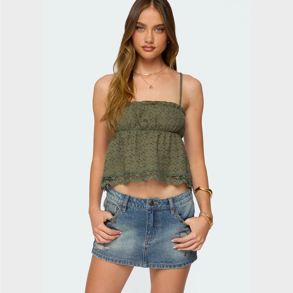 Orian Eyelet Babydoll Tank Top